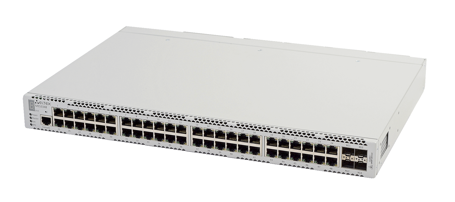 Ethernet-коммутатор MES3348, 48 портов 10/100/1000Base-T, 4 порта 10GBase-R (SFP+)/1000Base-X(SFP), L3, 2 слота для модулей питания