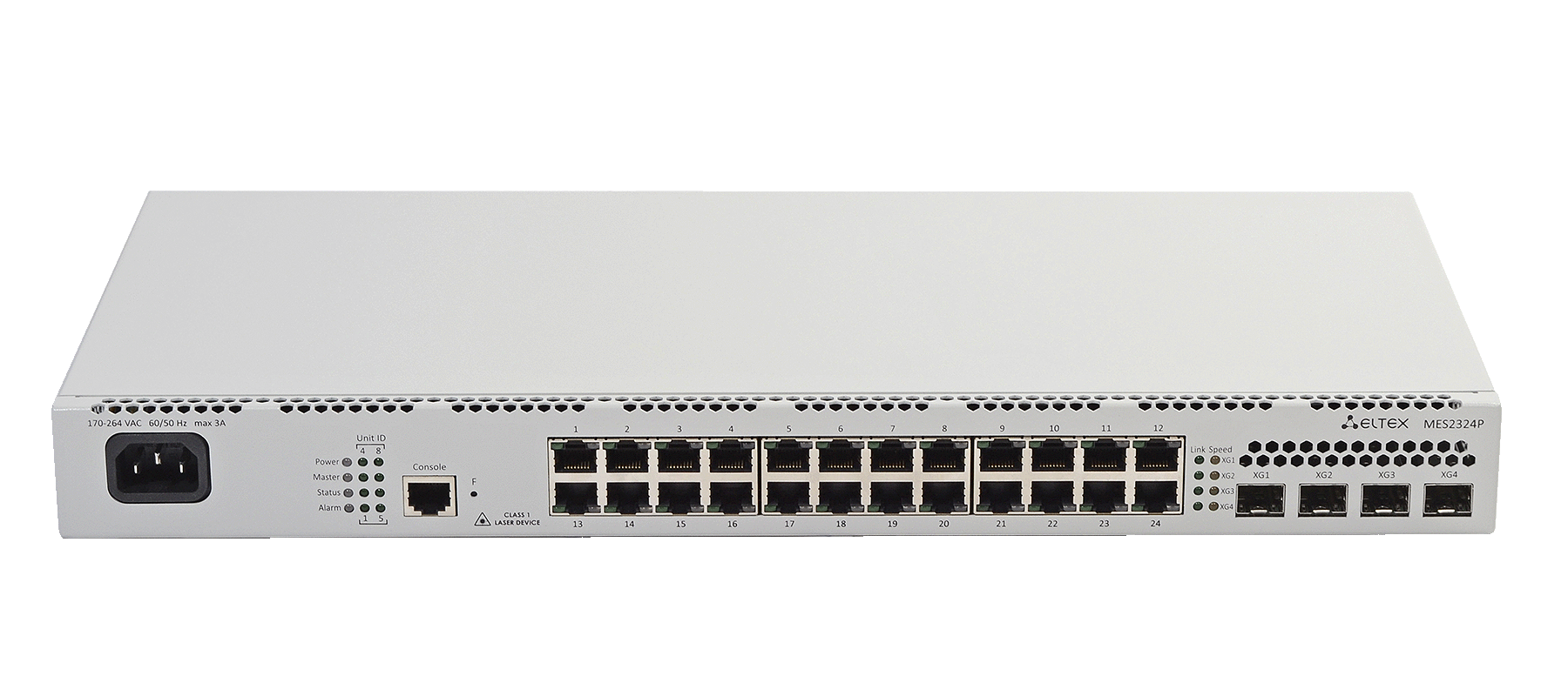 Ethernet-коммутатор MES2324P-DC, 24xPoE/PoE+ (1G) + 4x1G/10G SFP+, L3, 48V DC
