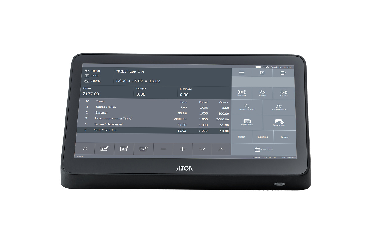 Сенсорный терминал АТОЛ Optima (11.6", J3455, 4 ГБ DDR3L, SSD 128 Гб M.2, АКБ, с ОС). V7 Lite